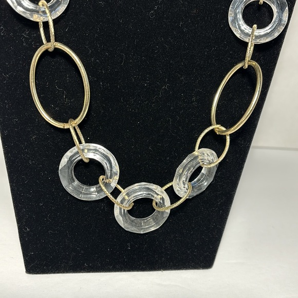 VTG Plastic Rings Gold Tone Ovals Link Necklace 30” Clasp To Clasp 3”Extension - Picture 8 of 8